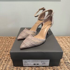 Ann Taylor Durbin Woven Leather Pump Shore Grey